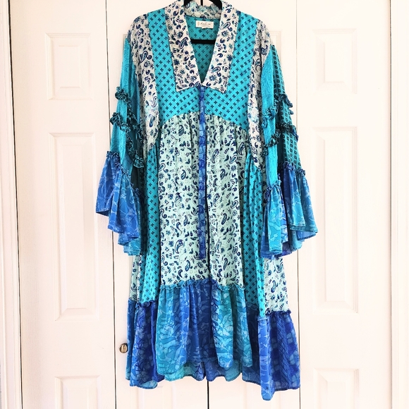 Kantha Bae Dresses & Skirts - Kantha Bae Multicolor Multi Print Flowy Hippie Boho Dress, OS